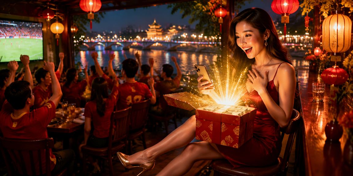 Người chơi theo dõi sự kiện thể thao qua thiết bị di động tại Festival Tết Huế